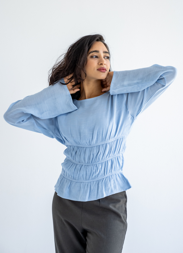Baby Blue Straps Blouse