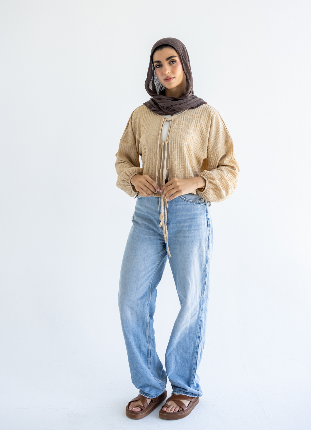 Beige Cropped Blouse