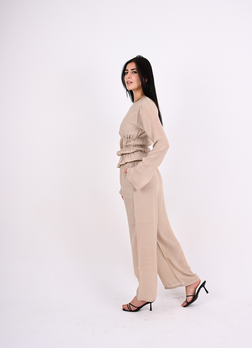Beige Straps Pants