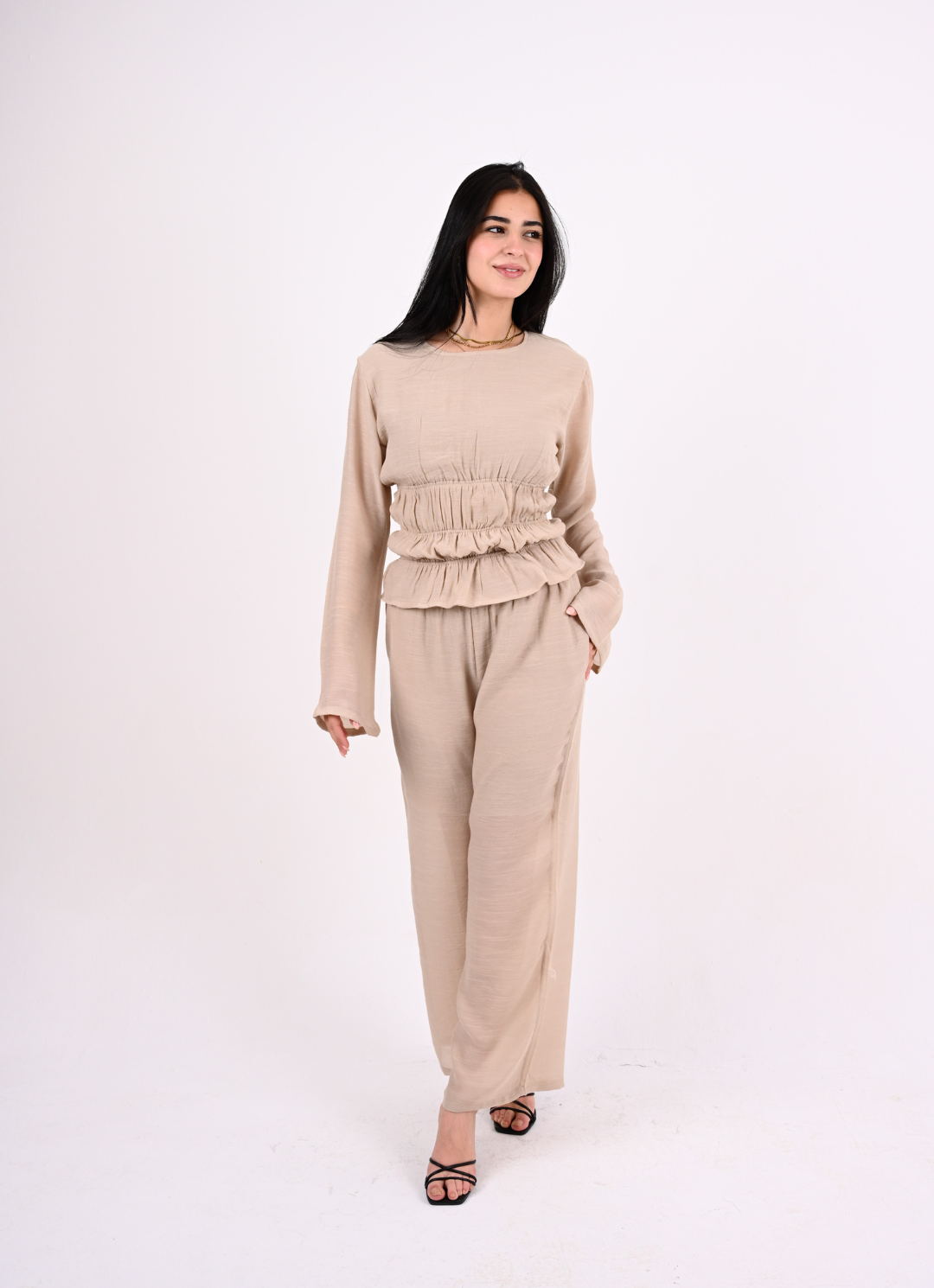 Beige Straps Blouse