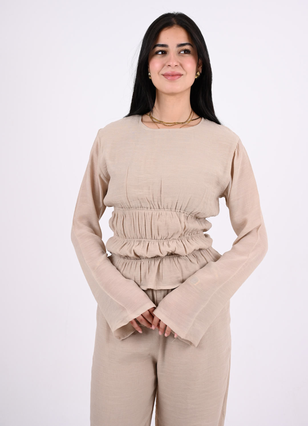 Beige Straps Blouse