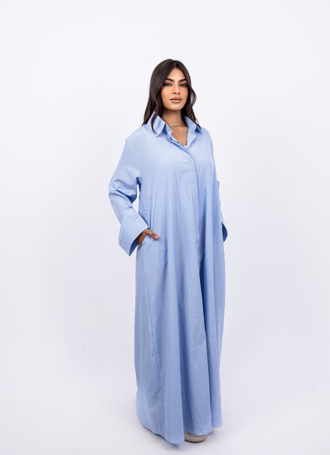 Blue Striped Shirt Dress