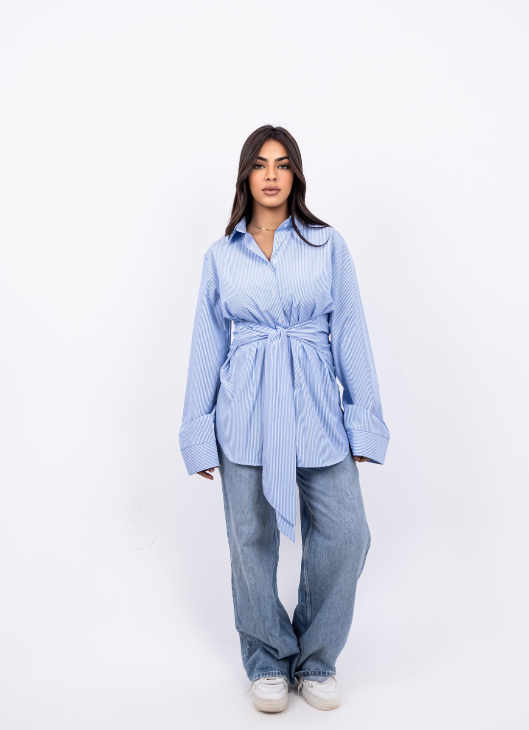 Blue Striped Wrapped Shirt