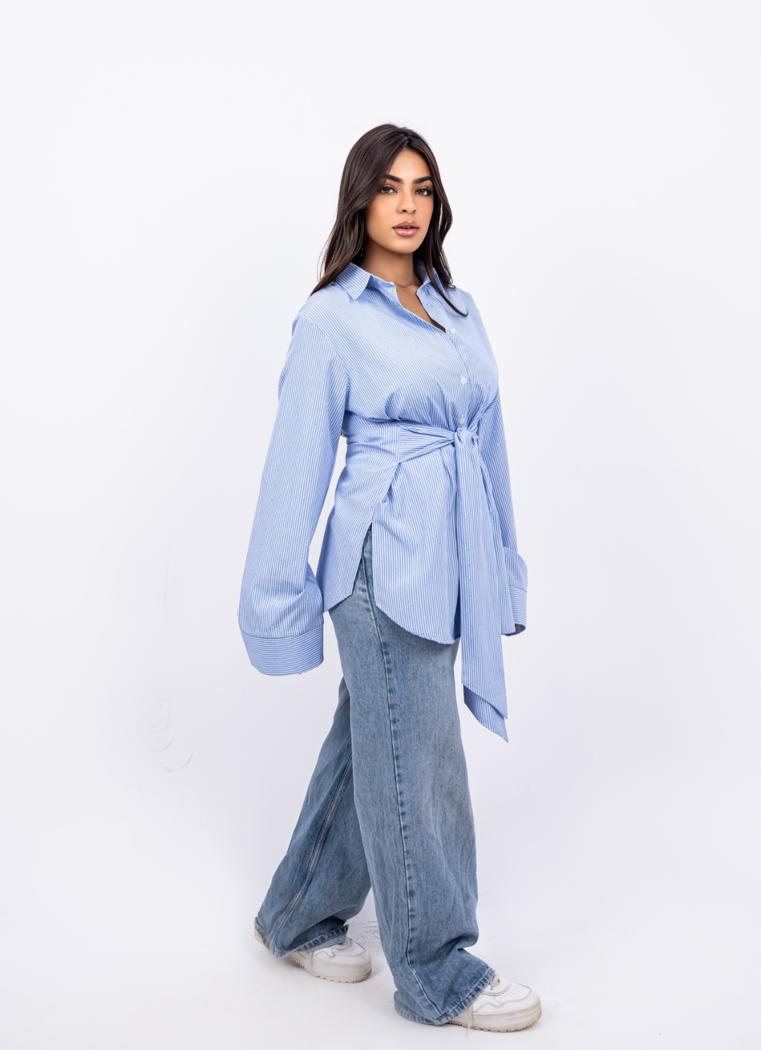 Blue Striped Wrapped Shirt