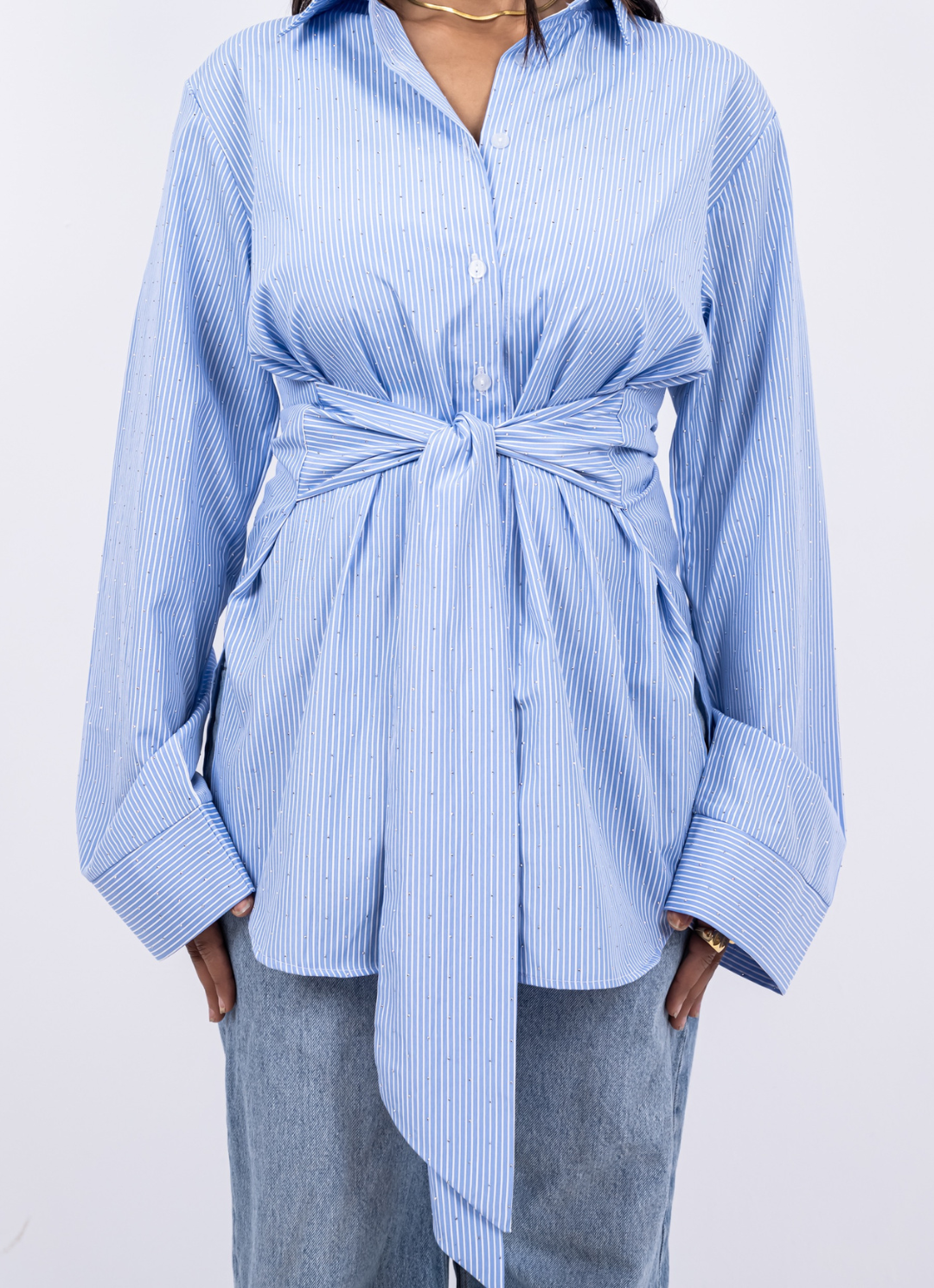 Blue Striped Wrapped Shirt