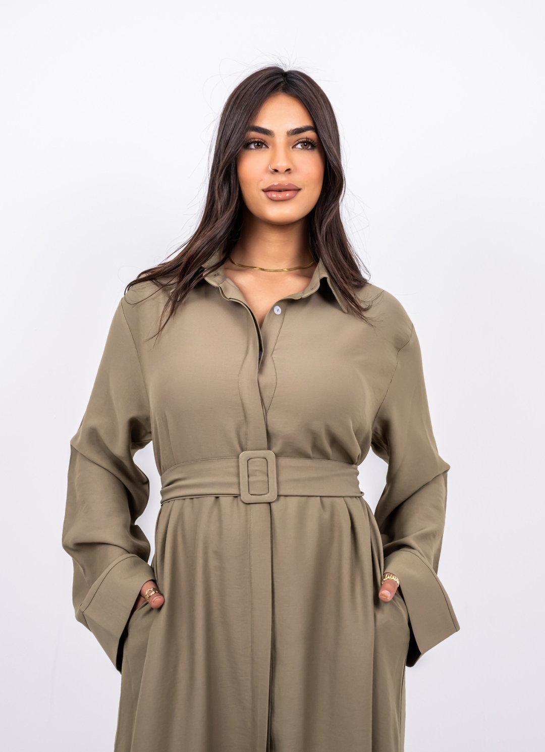 Ghazal Olive Shirt Dress