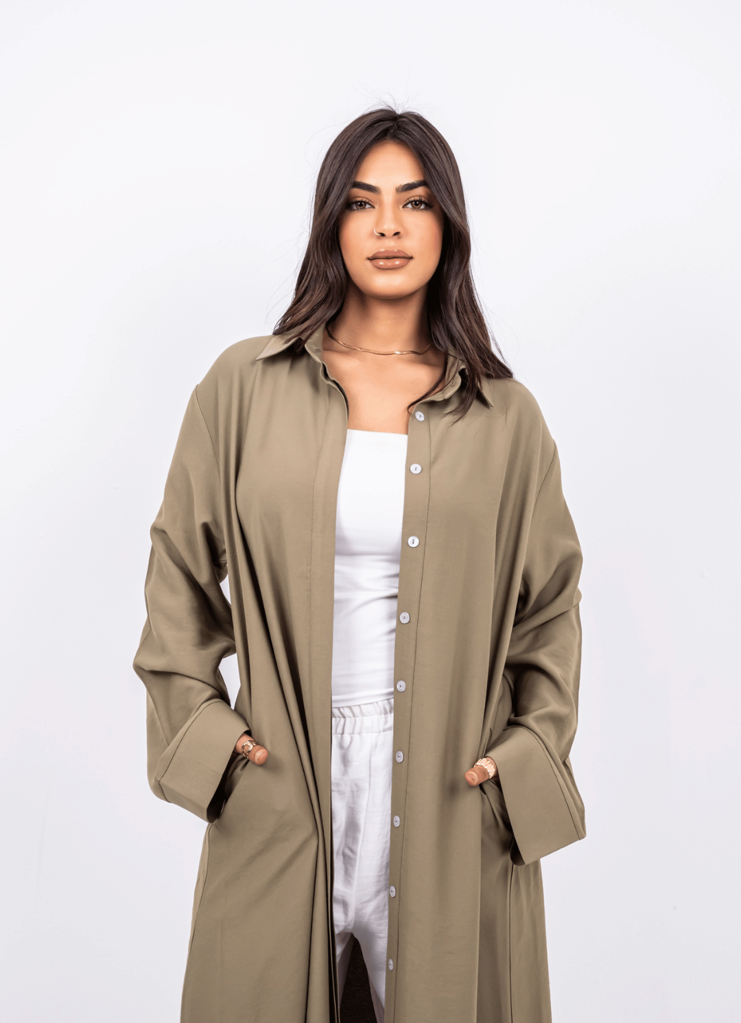Ghazal Olive Shirt Dress