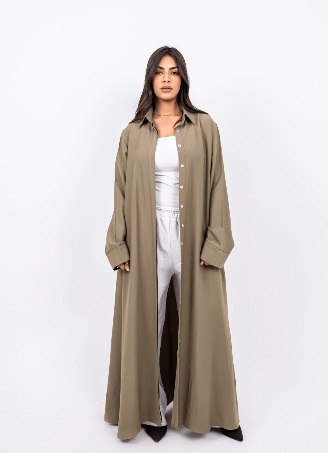 Ghazal Olive Shirt Dress
