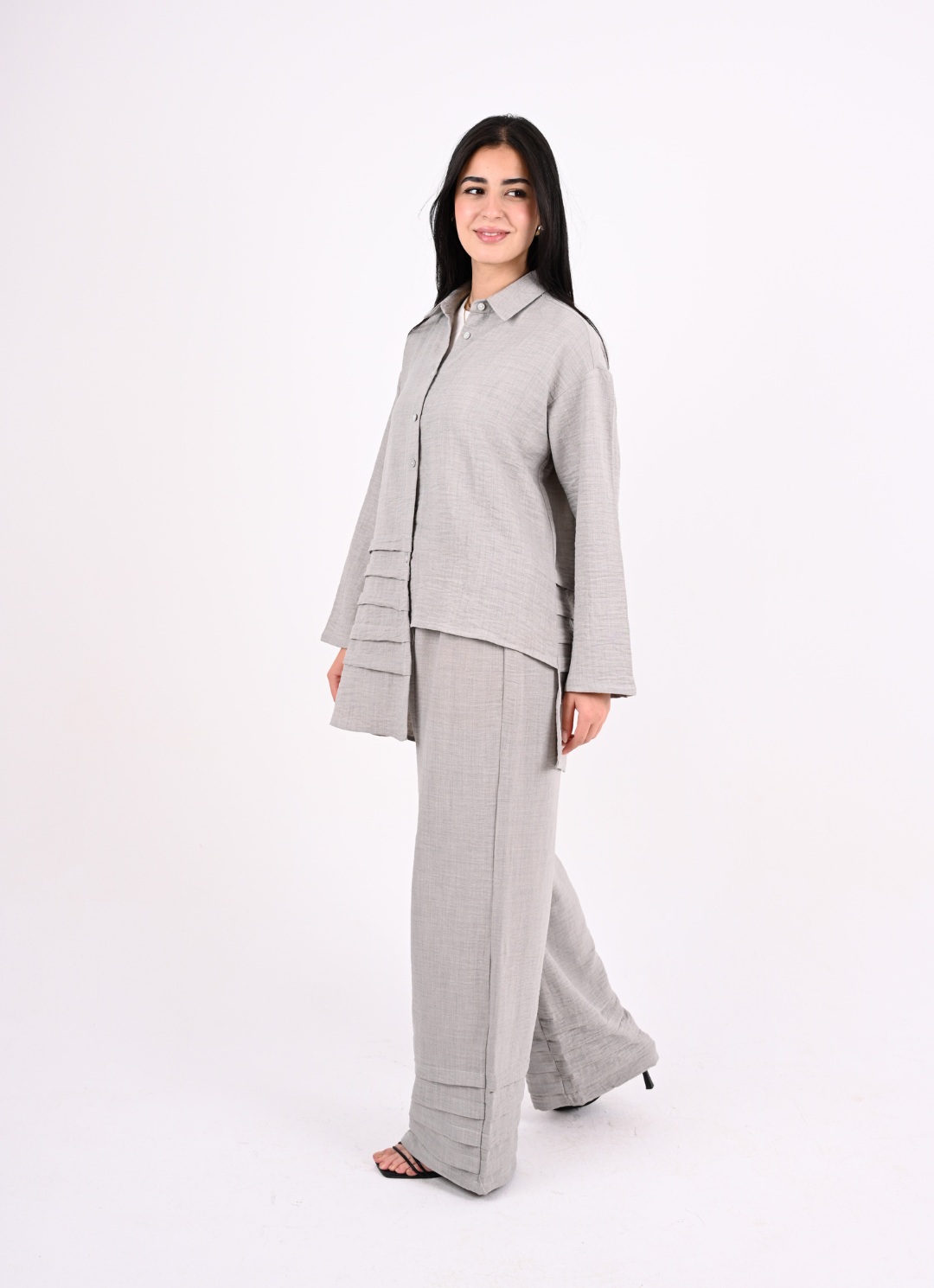Grey Waves Linen Shirt