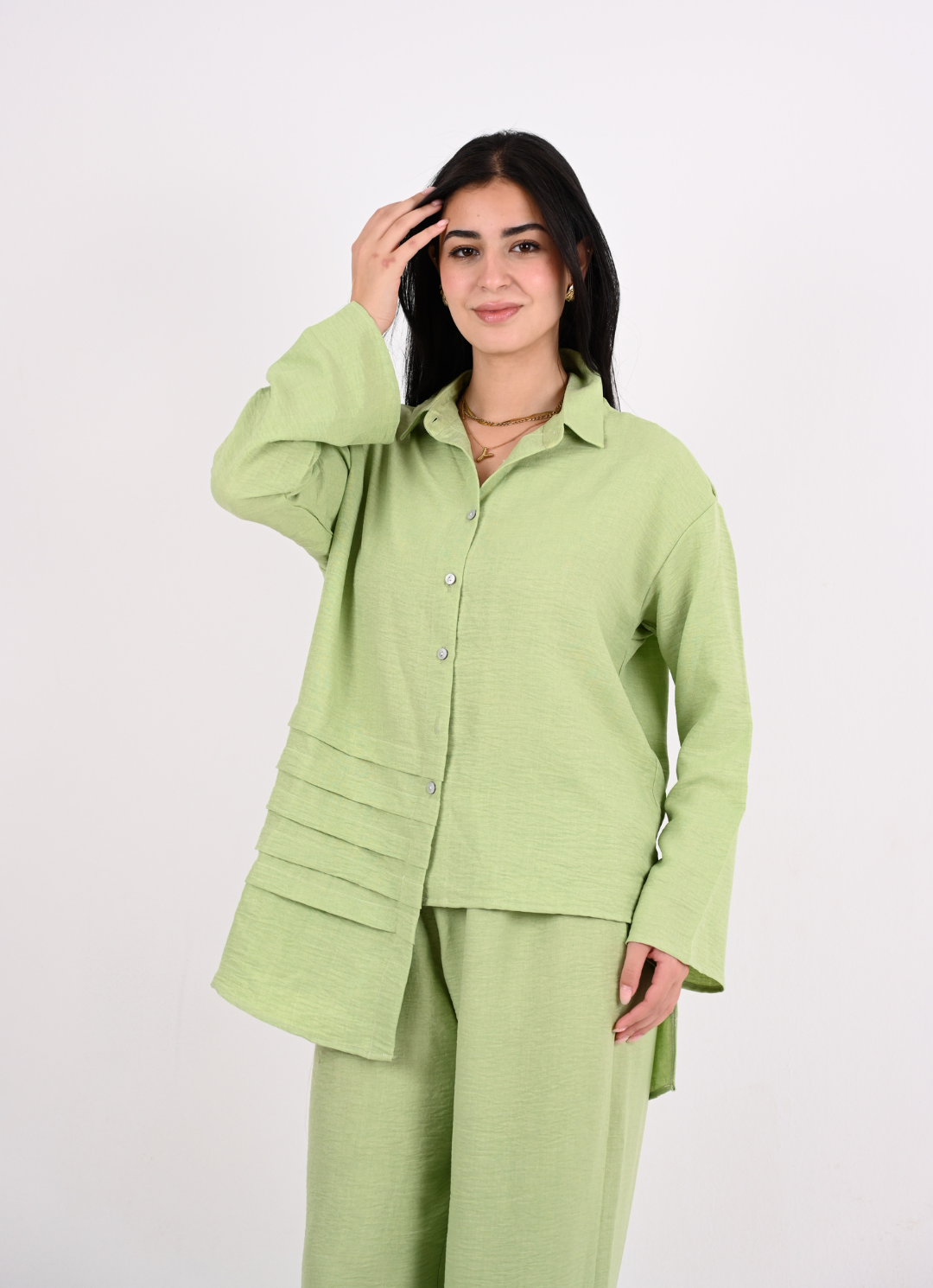 Mint Waves Linen Shirt