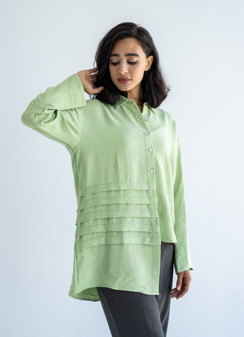Mint Waves Linen Shirt
