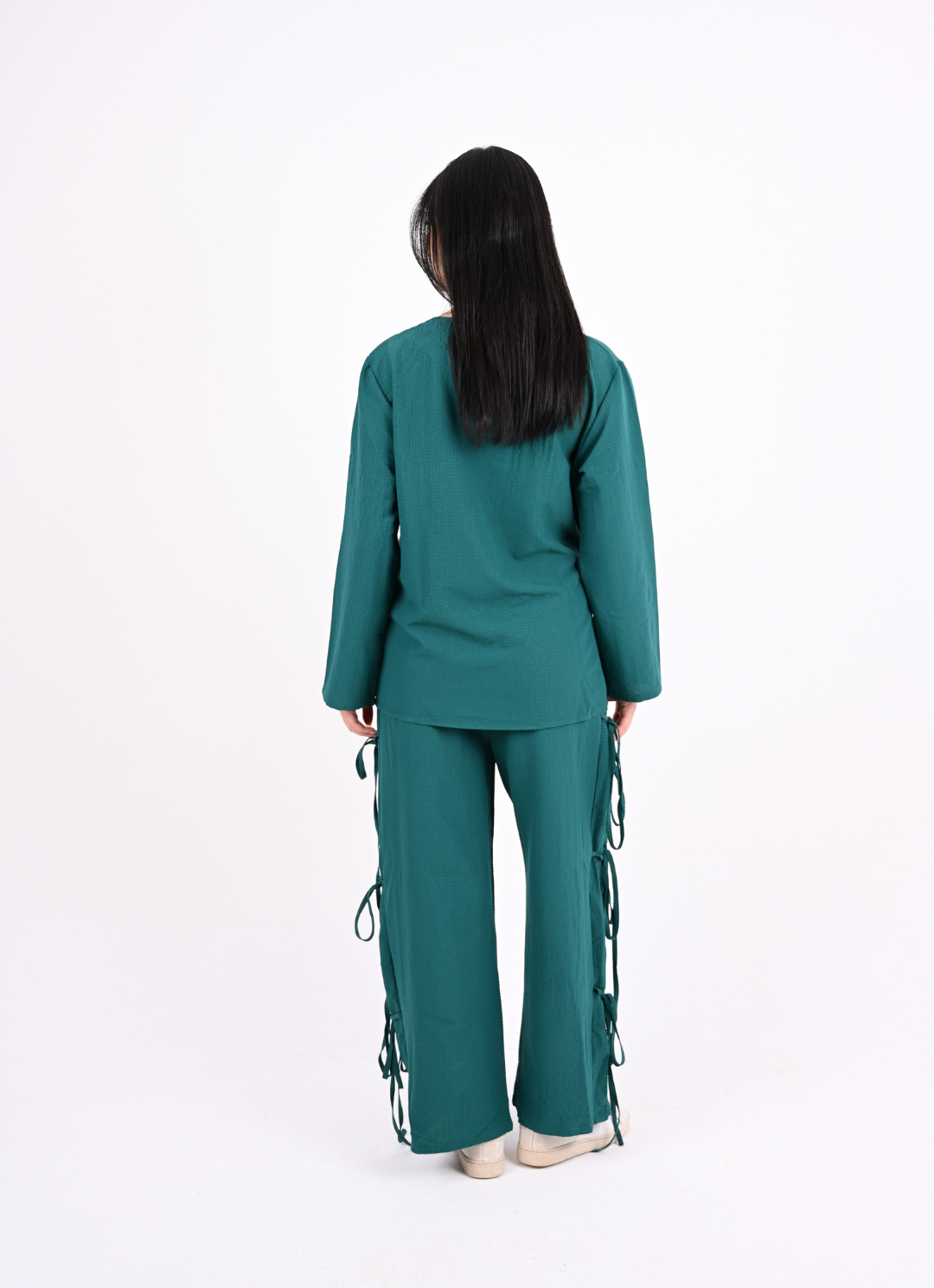 Teal Bow Tie Blouse