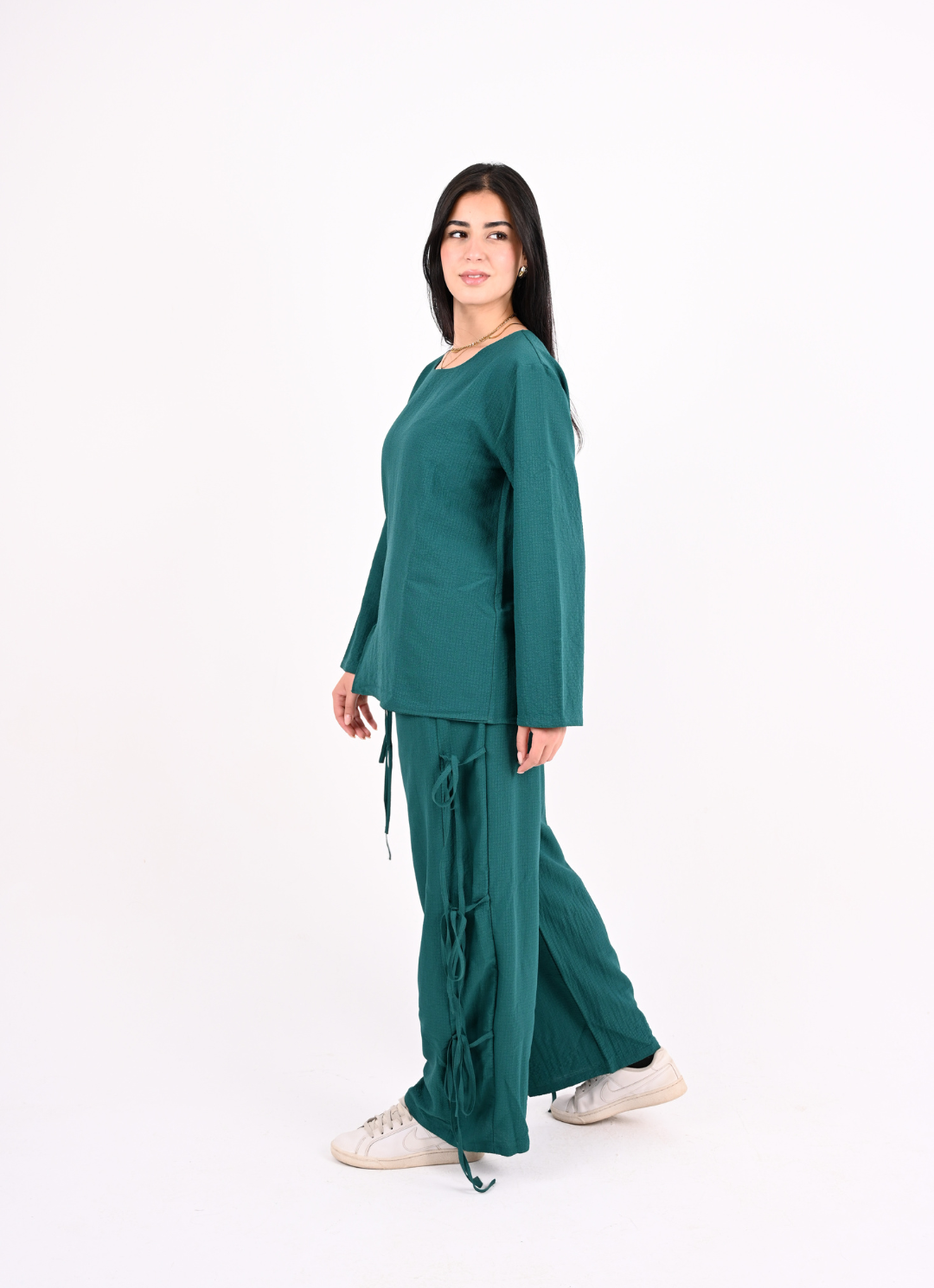 Teal Bow Tie Blouse