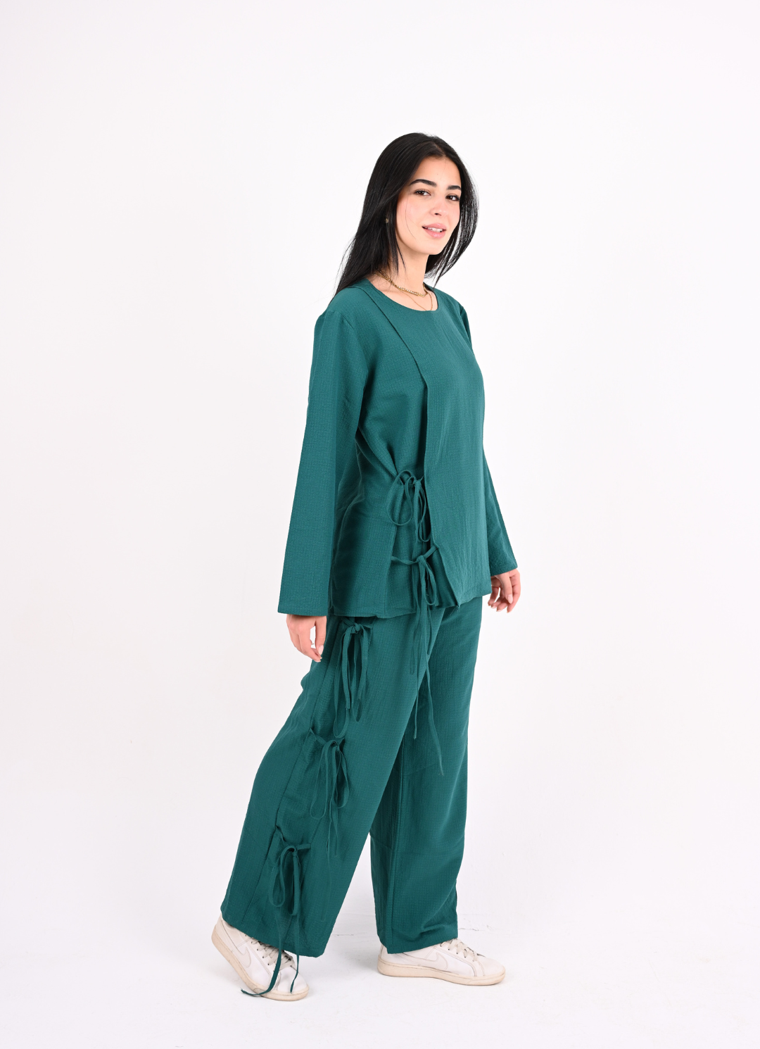 Teal Bow Tie Blouse