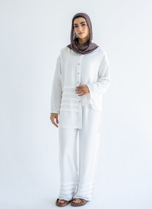 White Waves Linen Pants