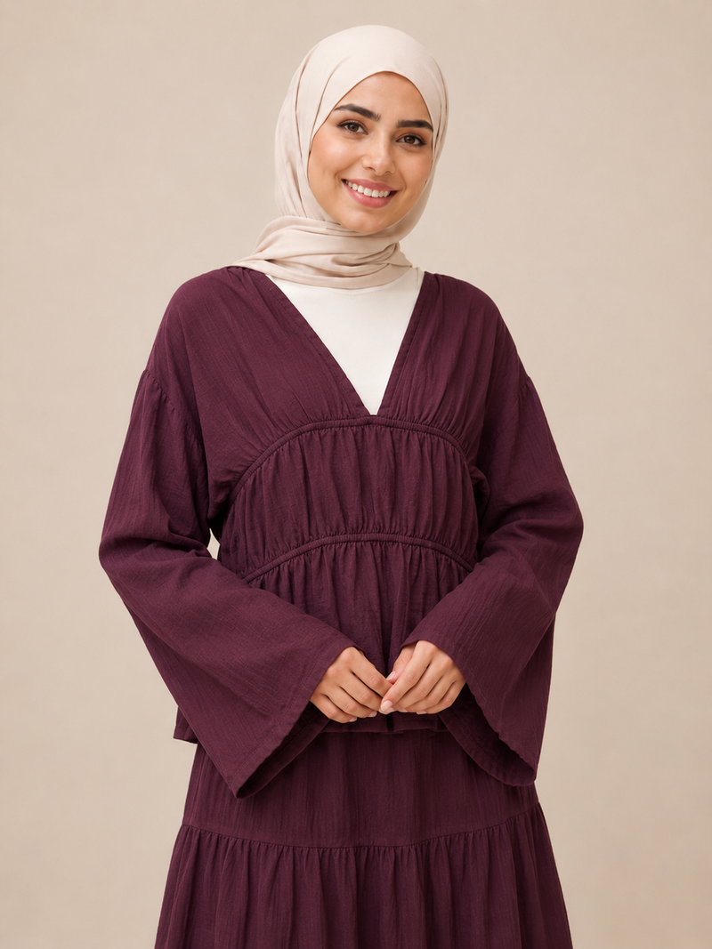 Burgundy Flowy Set