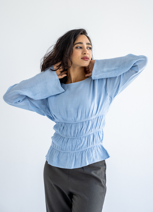 Baby Blue Straps Blouse