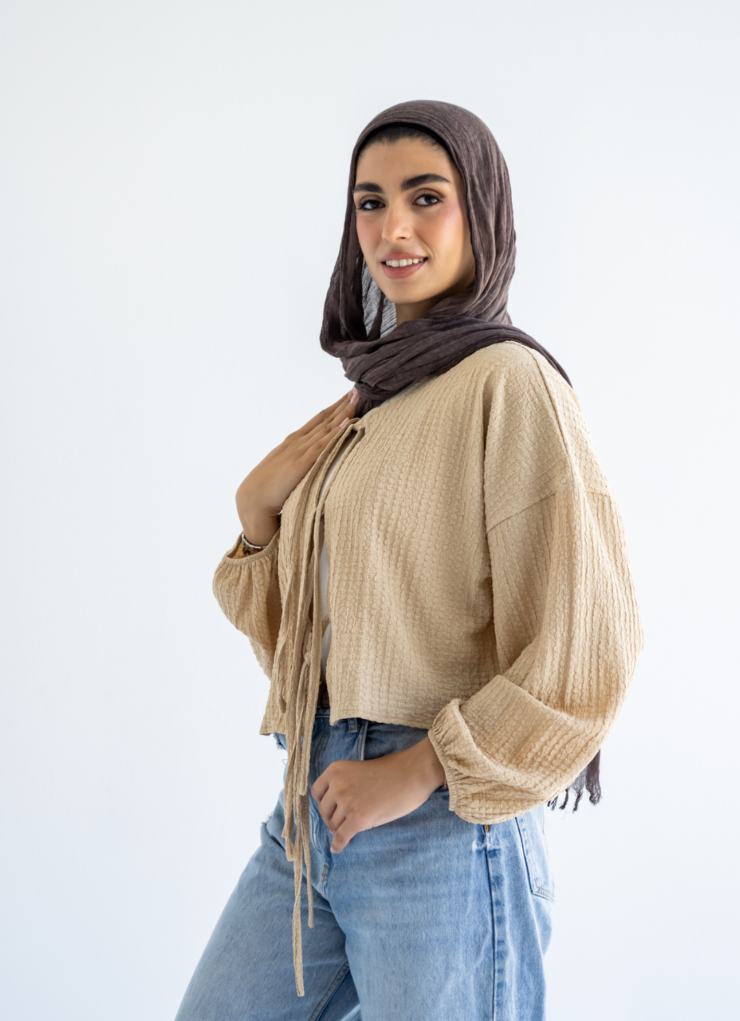 Beige Cropped Blouse