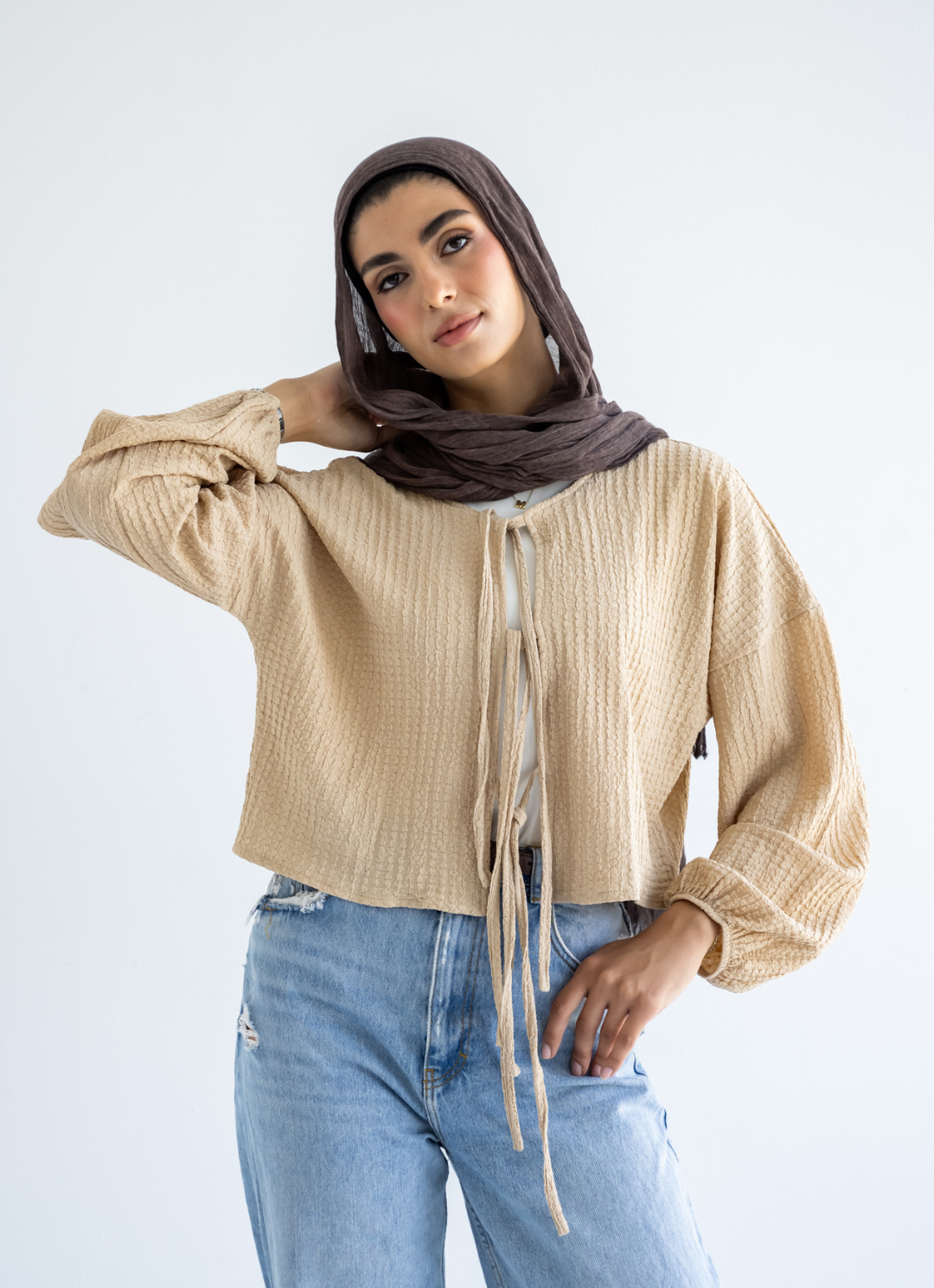 Beige Cropped Blouse