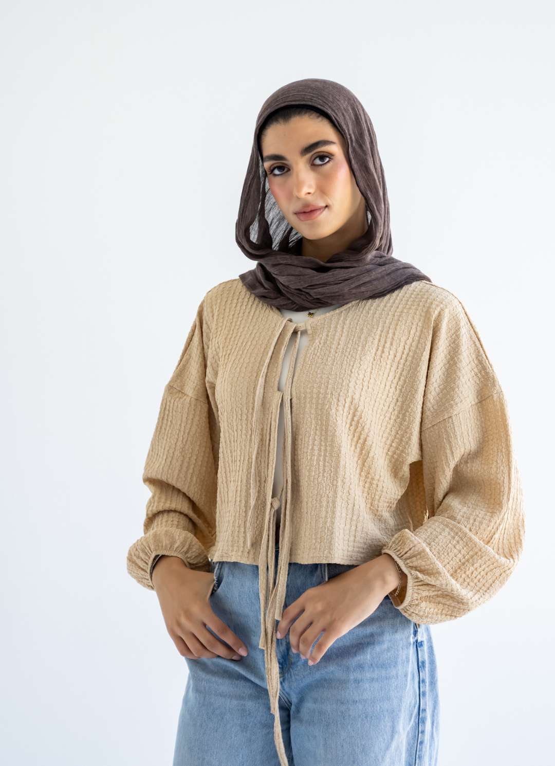 Beige Cropped Blouse