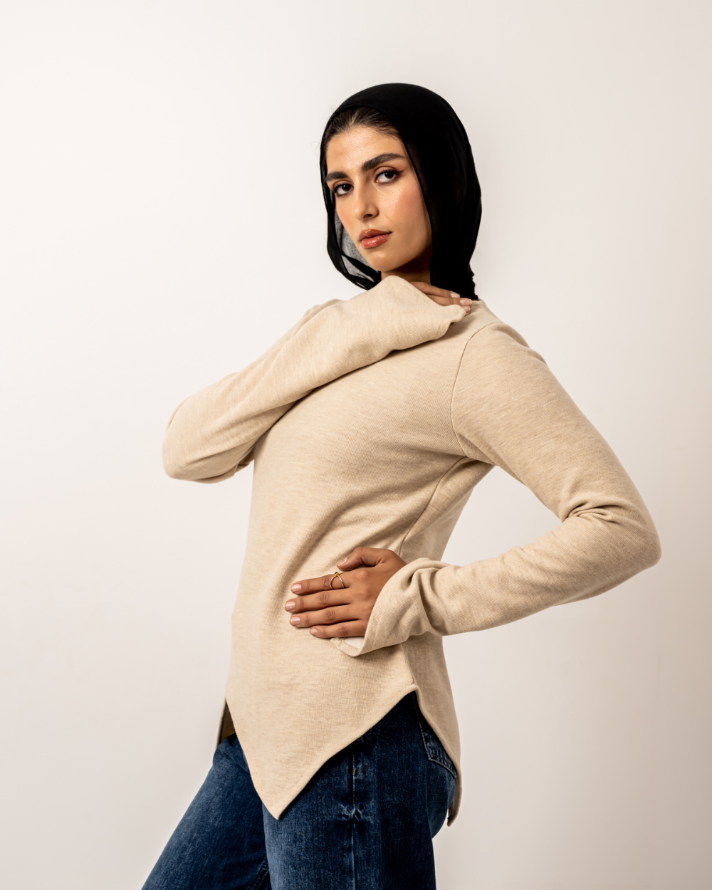 Beige Basic Cashmere Top