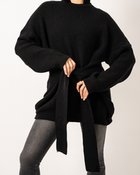 Black Wrapped Long Sweater