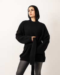 Black Wrapped Long Sweater