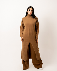 Brown Long Knitted Sweater