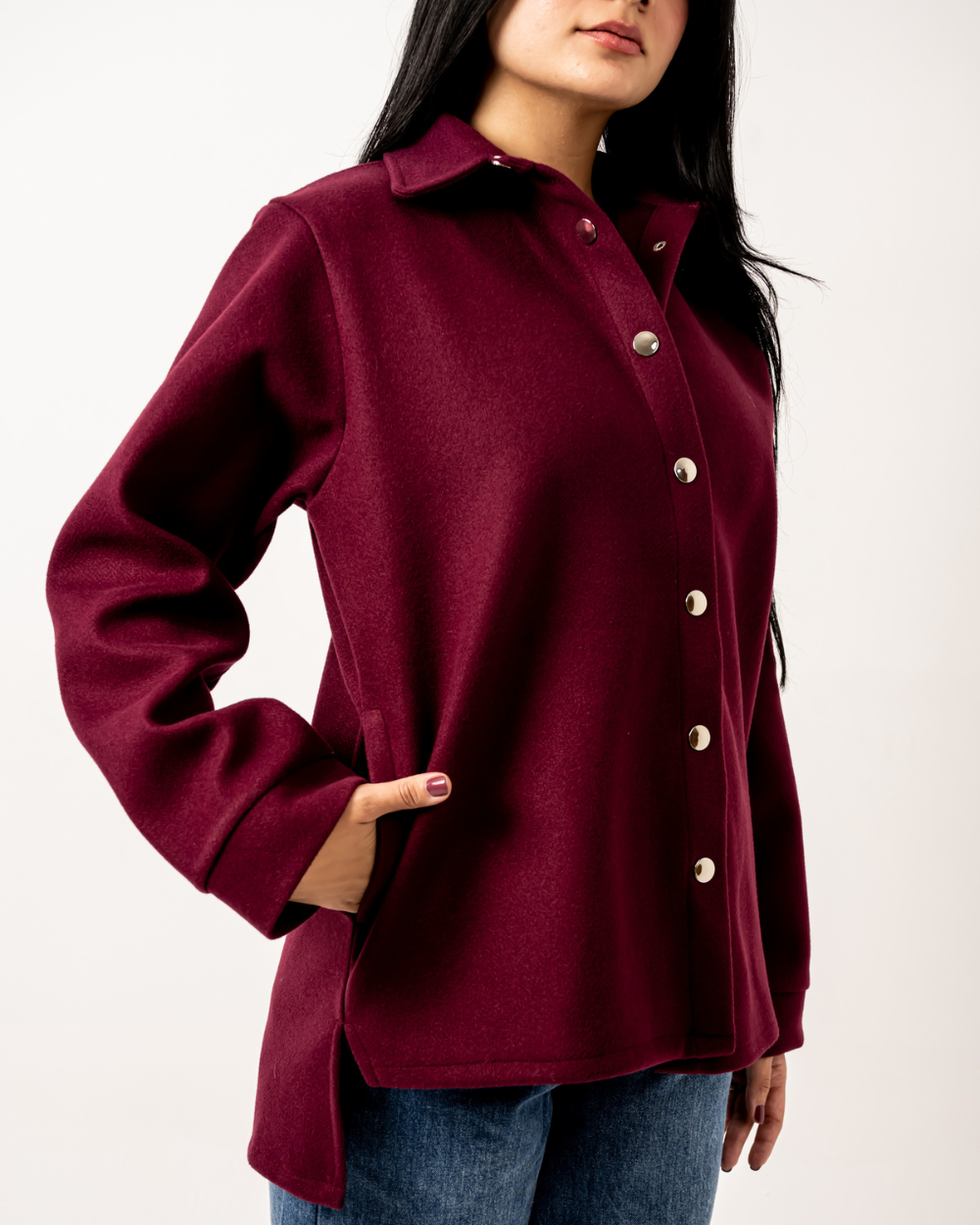 Burgundy Wool Overshirt