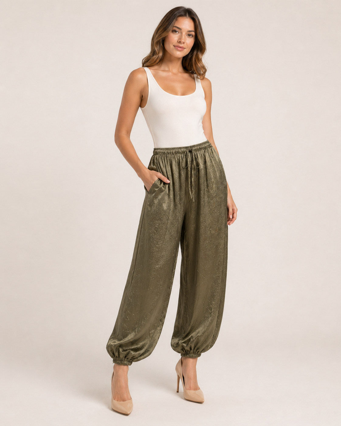 Olive Balloon Pants