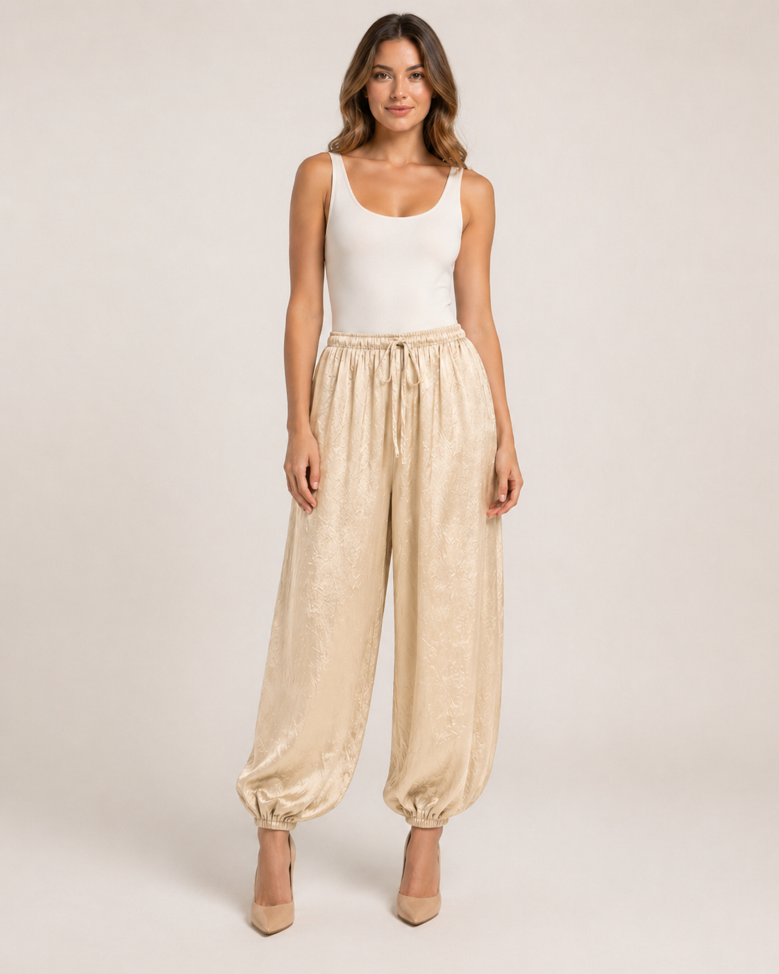 Beige Balloon Pants