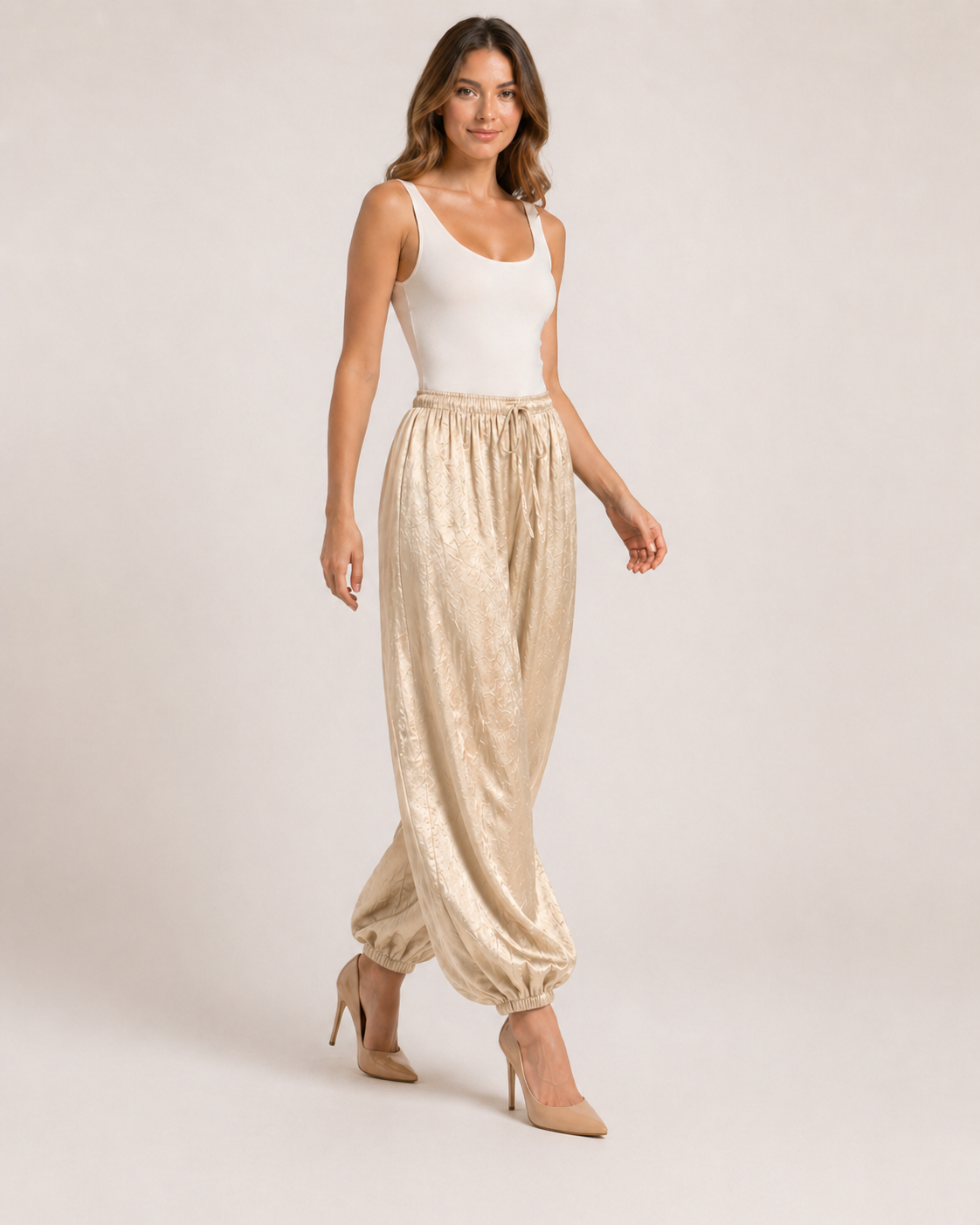 Beige Balloon Pants