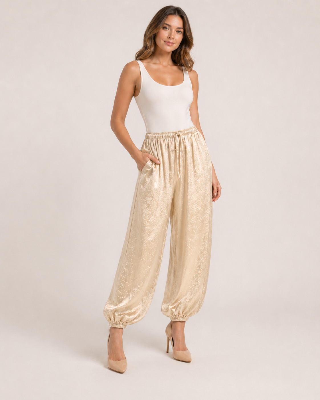 Beige Balloon Pants