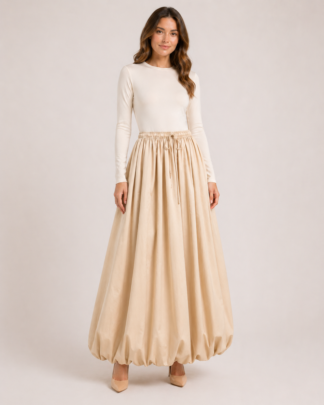 Beige Balloon Skirt