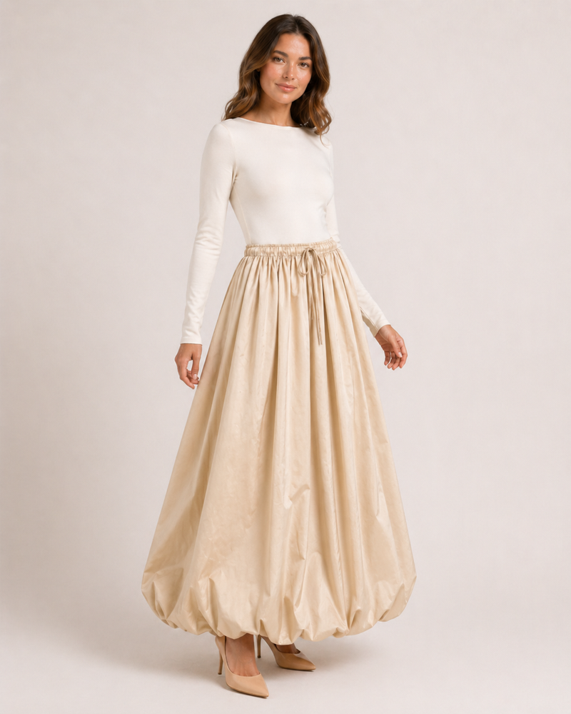 Beige Balloon Skirt