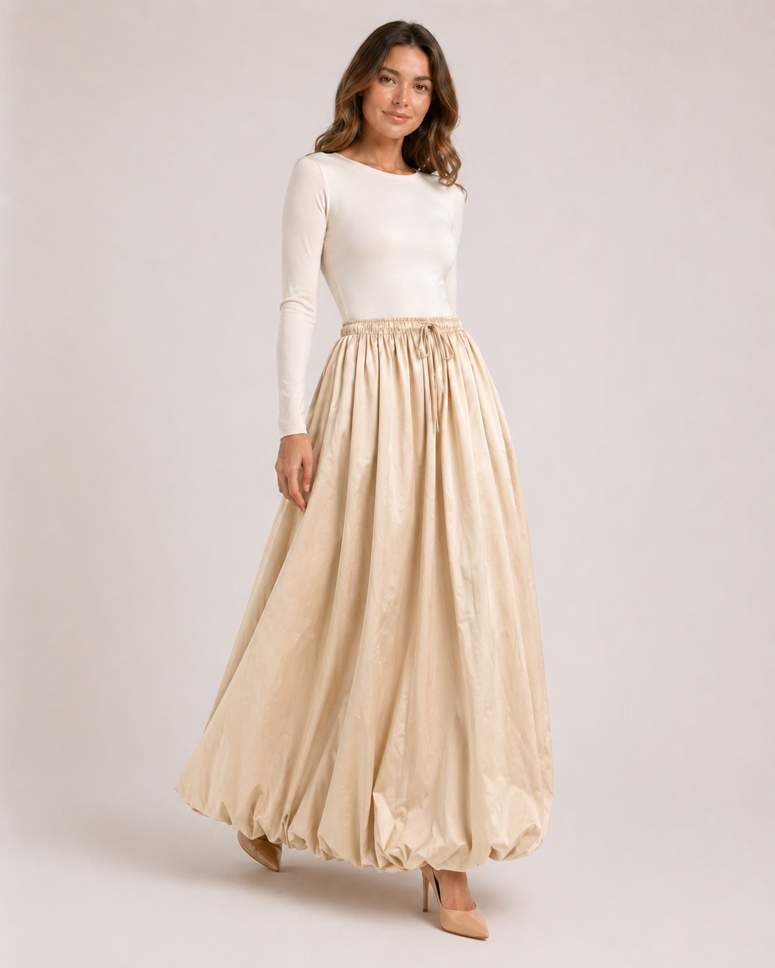 Beige Balloon Skirt