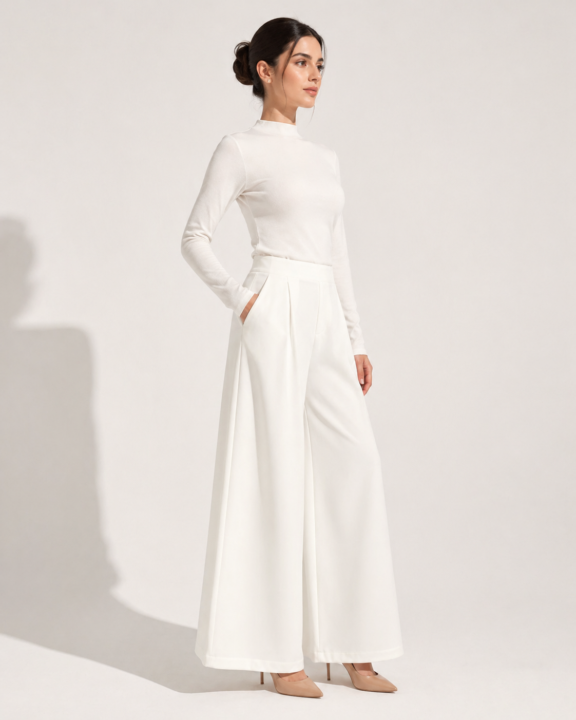 White Wide Leg Pants