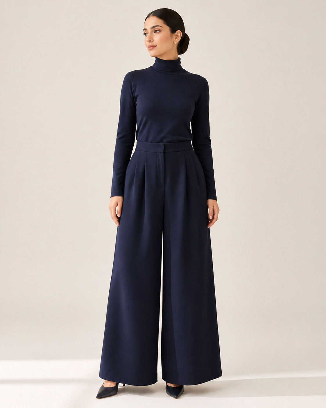 Navy Wide Leg Pants