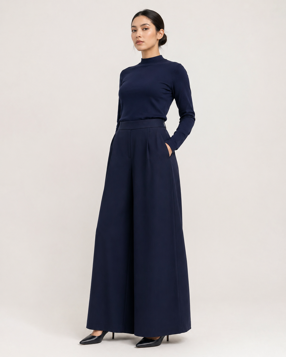 Navy Wide Leg Pants