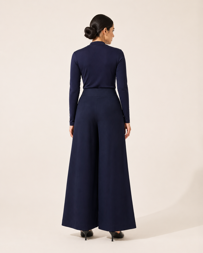 Navy Wide Leg Pants