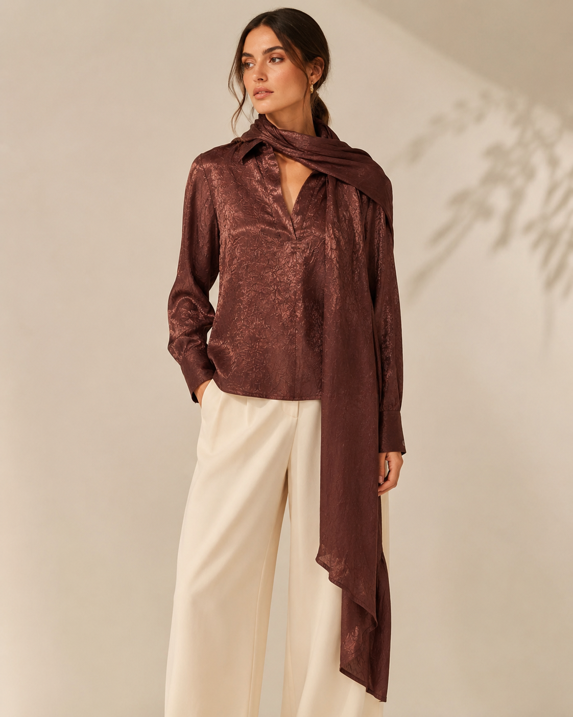 Maroon Scarf Blouse