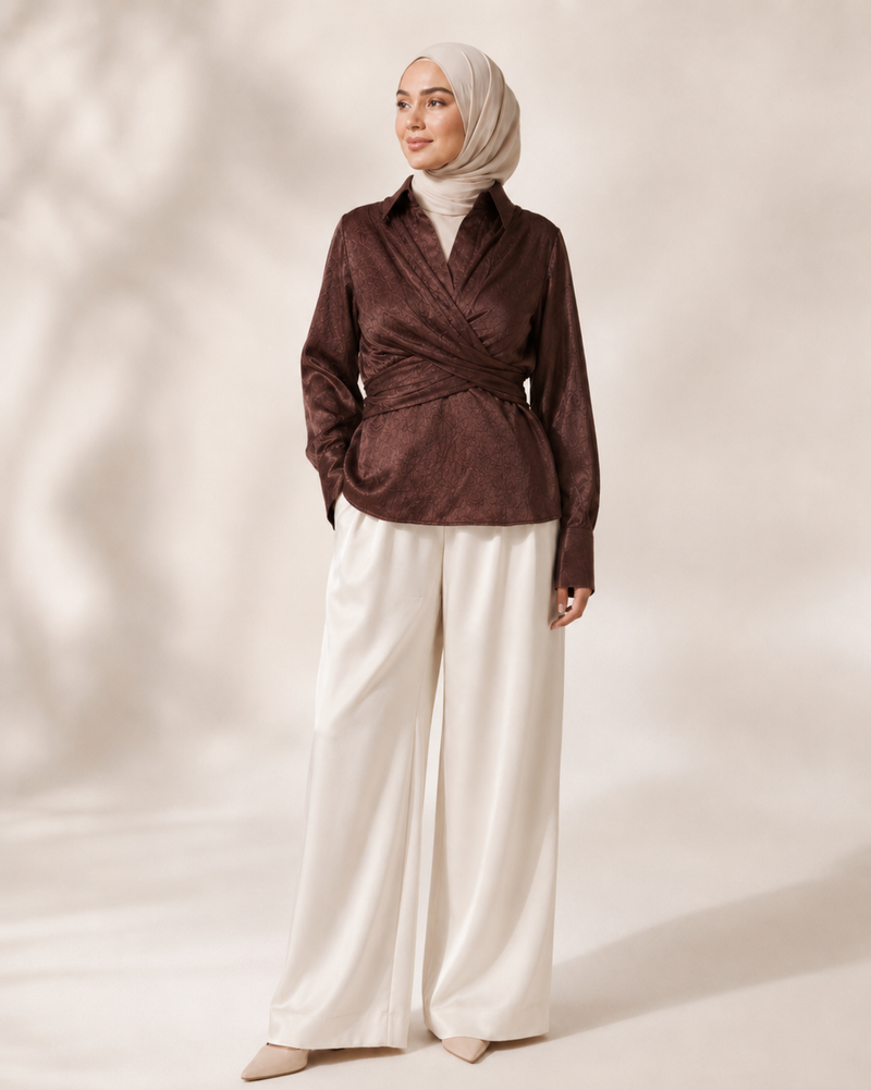 Maroon Scarf Blouse