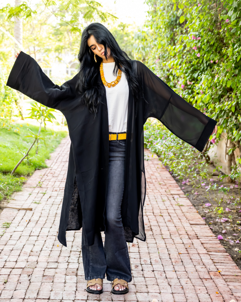 Black Half/Half Kimono