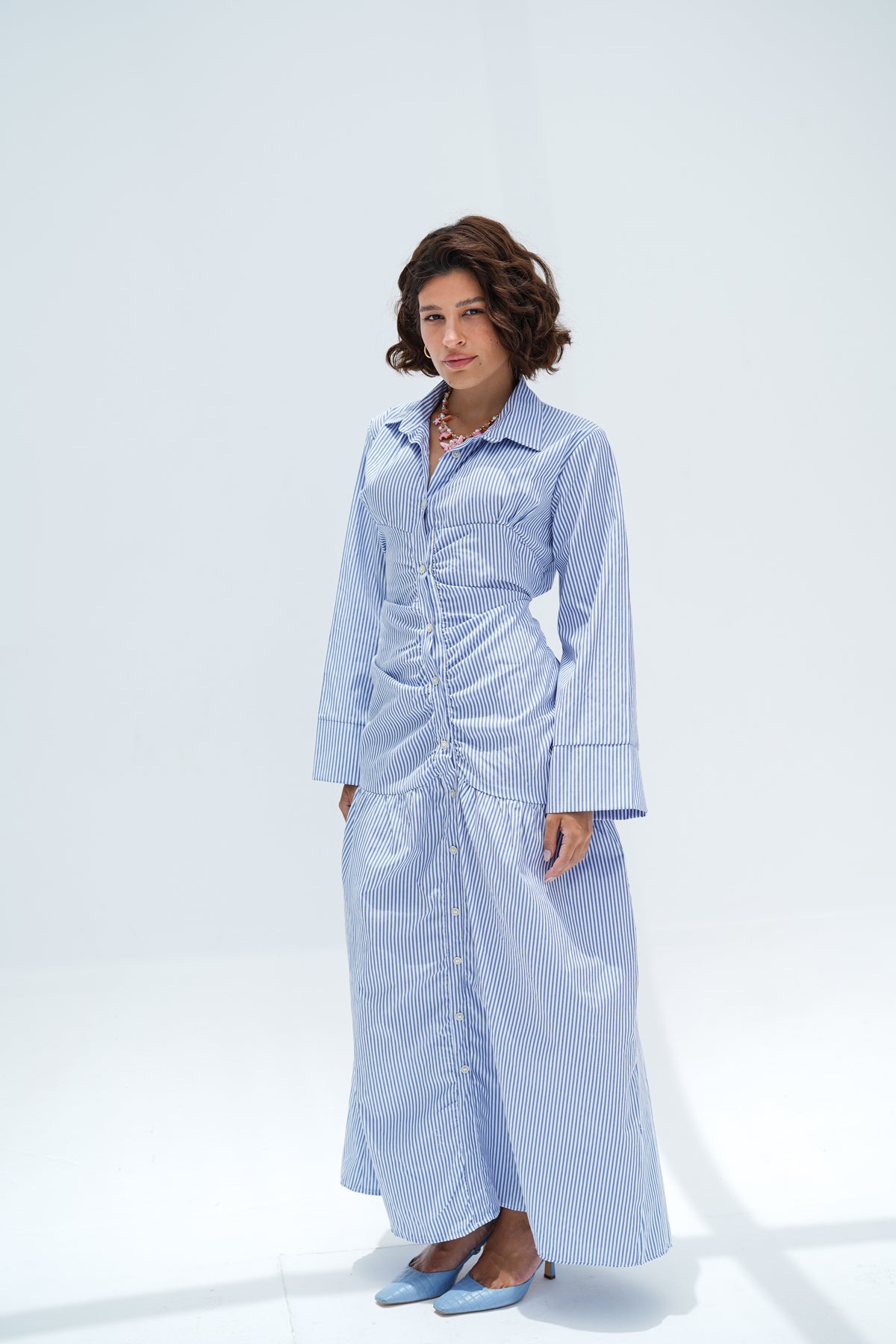 Blue Stripes Shirt Dress