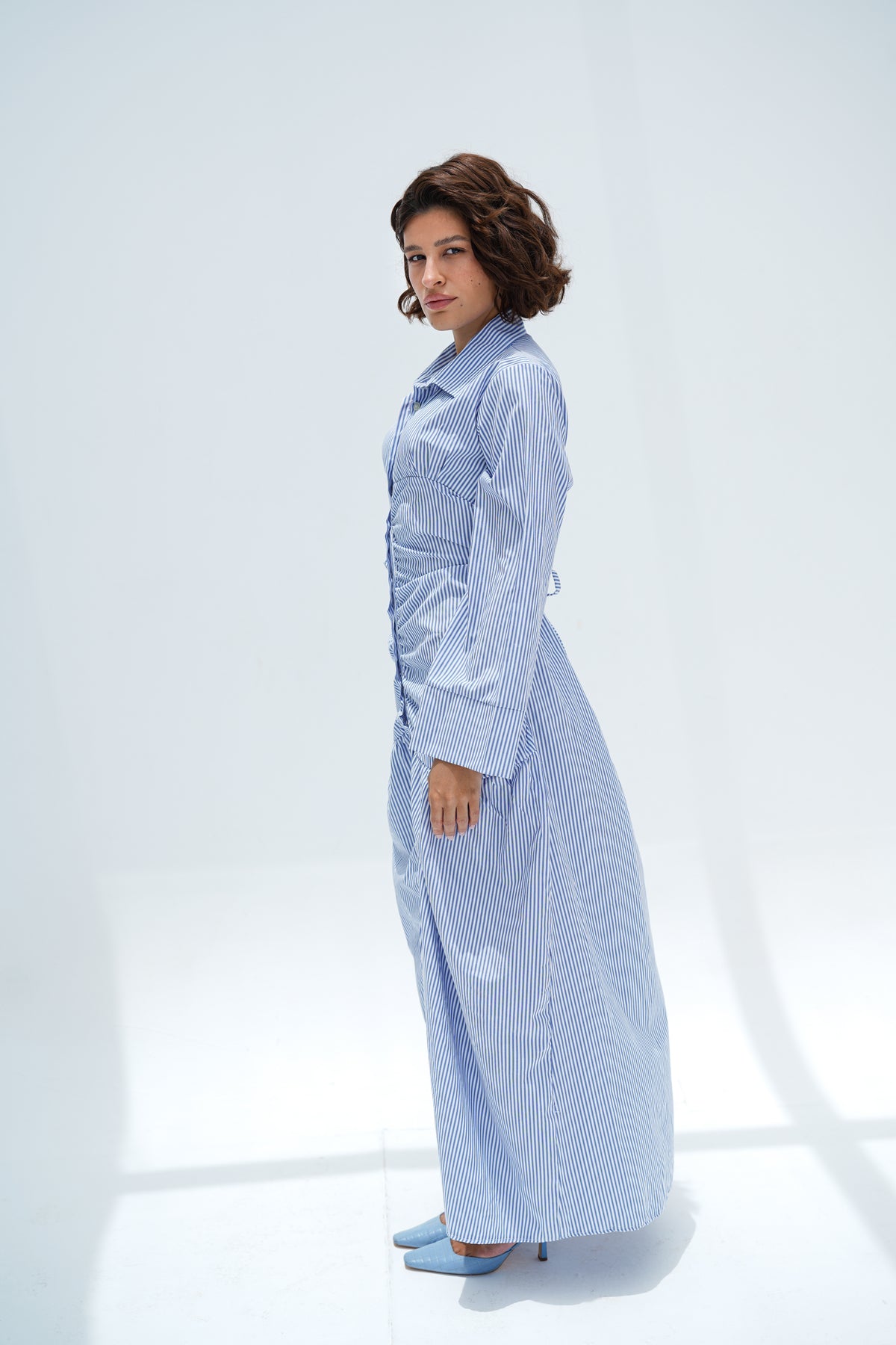 Blue Stripes Shirt Dress