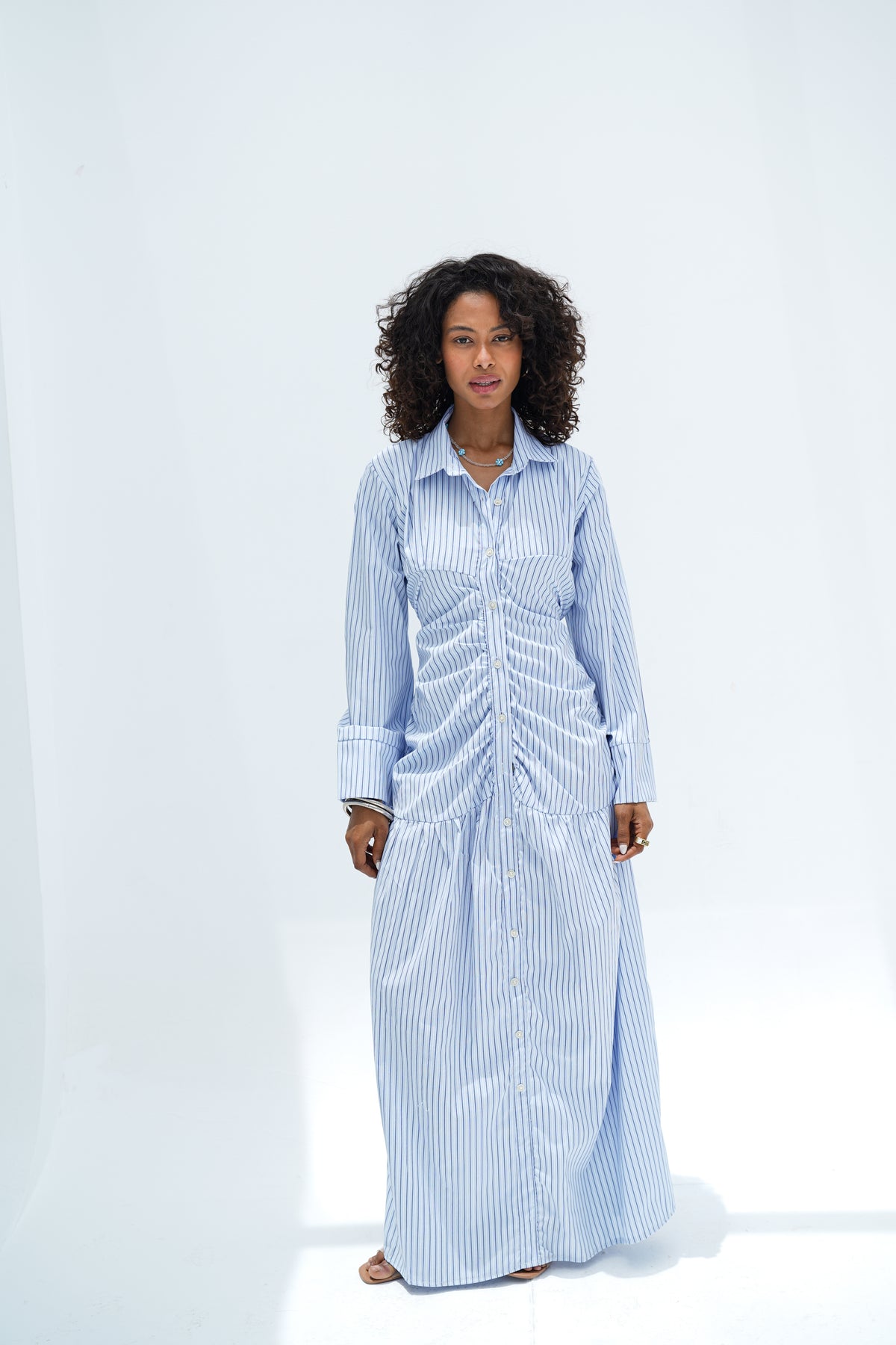 Baby Blue Stripes Shirt Dress