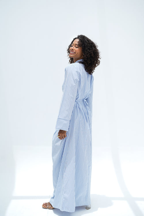 Baby Blue Stripes Shirt Dress