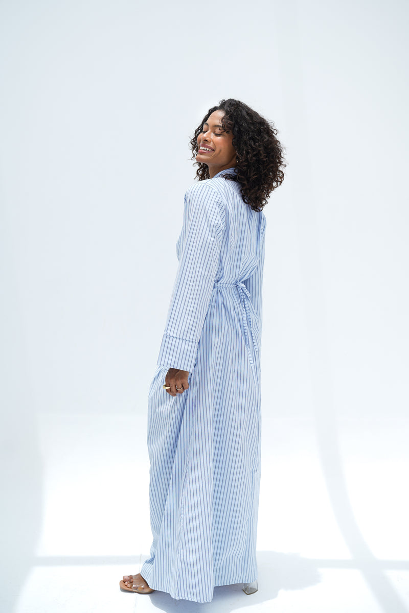 Baby Blue Stripes Shirt Dress