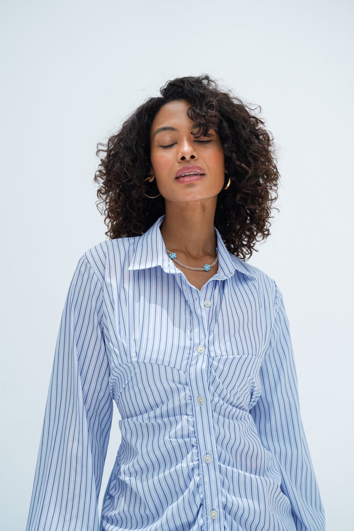 Baby Blue Stripes Shirt Dress