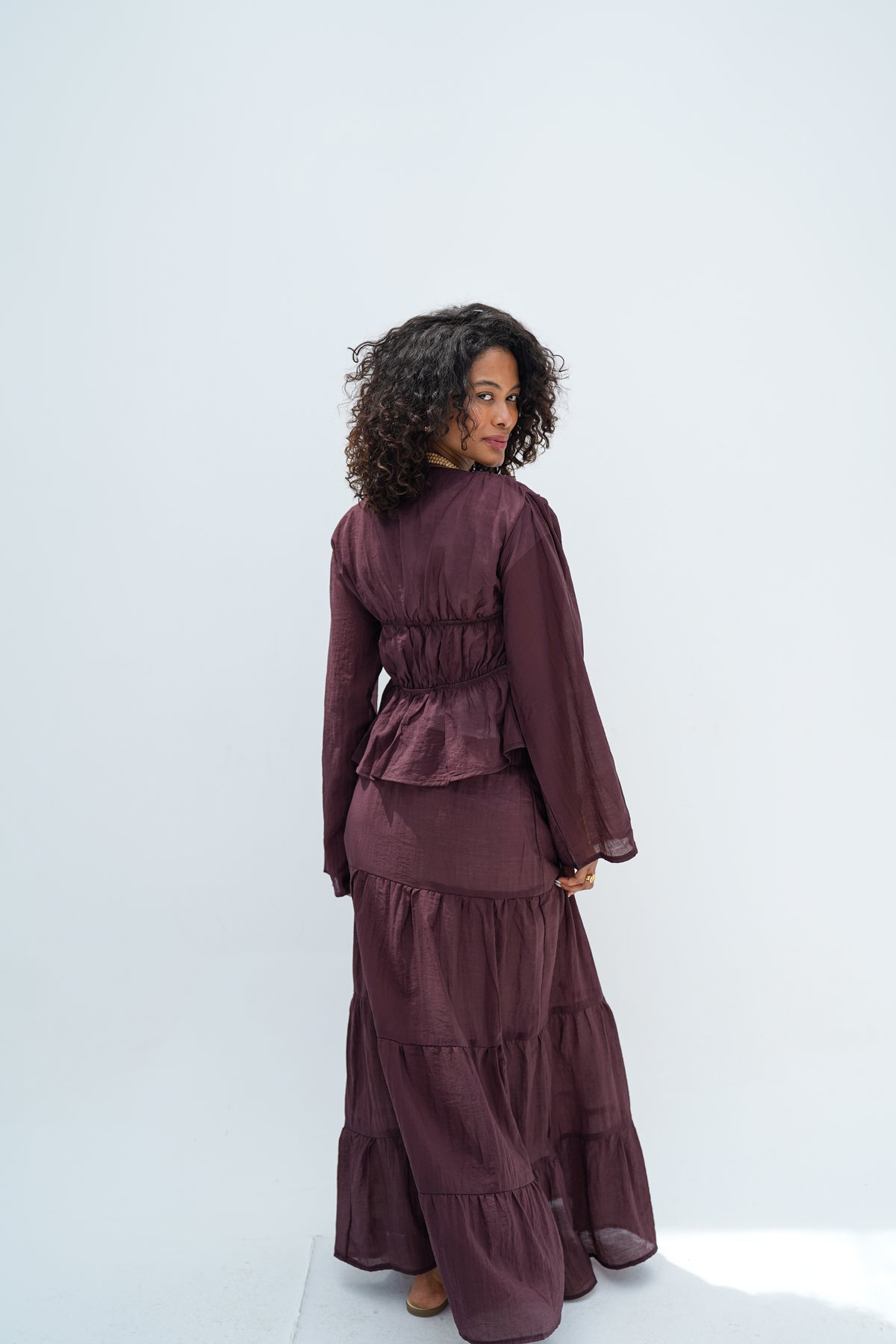 Burgundy Flowy Set